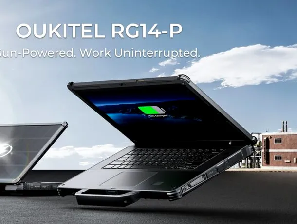 RG14-P, un laptop robust cu panouri solare, de la Oukitel – VIDEO