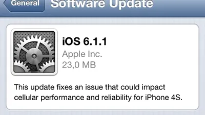 iOS 6.1.1, o actualizare pentru utilizatorii iPhone 4S