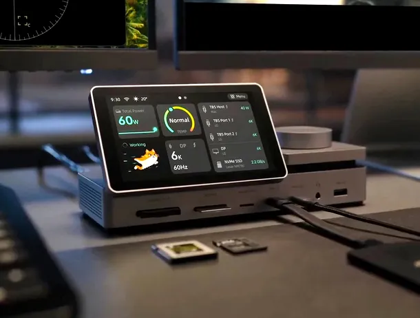 Pexar lansează un dock Thunderbolt 5 cu 22 de porturi și ecran tactil de 5 inci