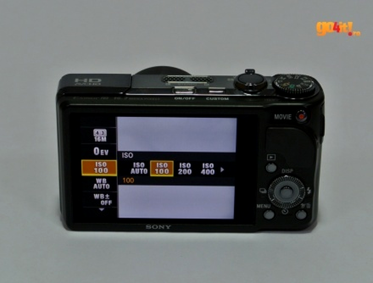 Sony Cyber-shot HX9V - lista derulantă cu setări