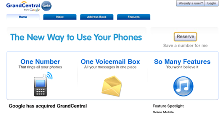 GrandCentral ajunge sub aripa Google