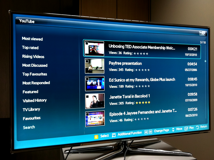 Samsung Smart TV - You Tube Hub