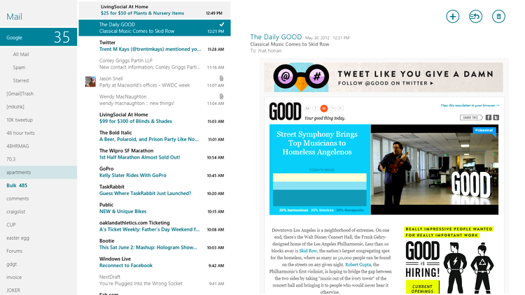 Windows 8 Release Preview - Mail App