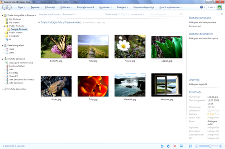 Program de modificat poze: Windows Live Photo Gallery