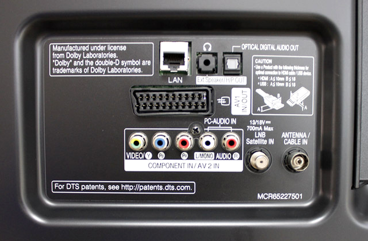 LG 47LB731 - conectorii oferiţi pe spatele televizorului