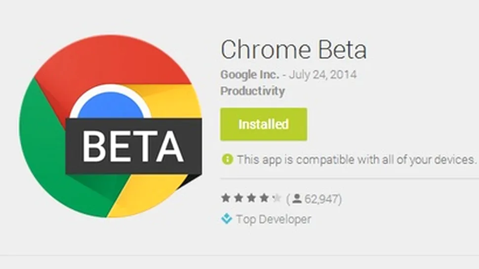 Google Chrome Beta pentru Android trece la Material Design