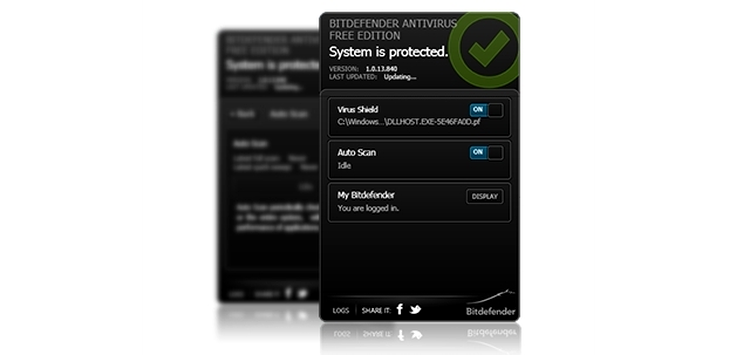 Interfaţa minimalistă a lui BitDefender Antivirus Free Edition