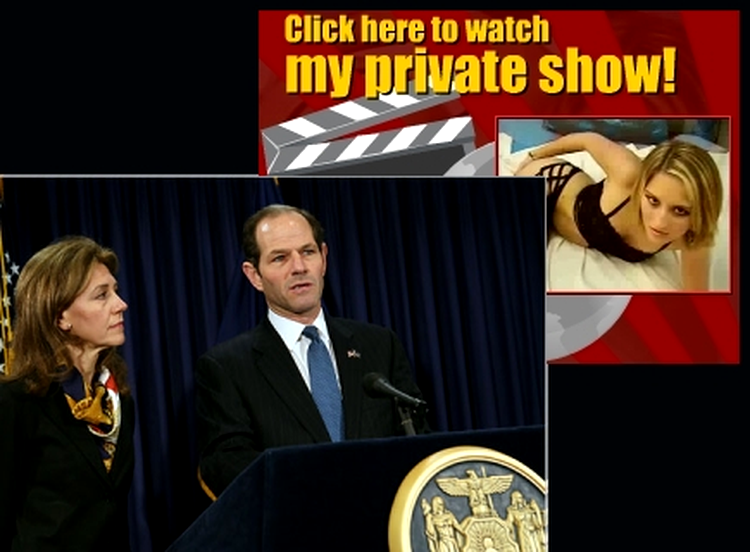 Guvernatorul de New York Eliot Spitzer, alături de soţia sa Silda, anunţându-şi demisia la două zile după ce a fost acuzat în presa americană de agăţarea prostituatelor de lux via internet 