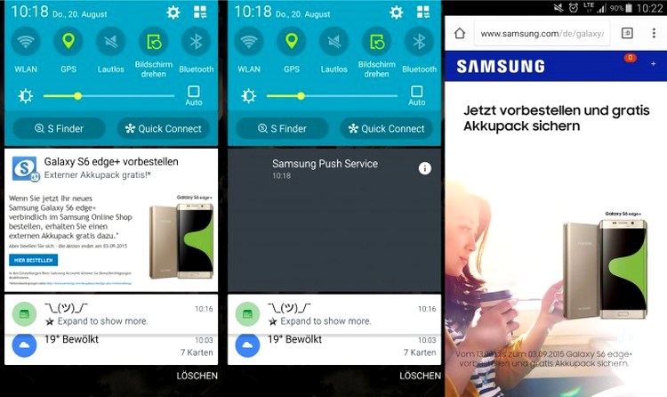 Samsung a început să afişeze reclame în lista de notificări de pe telefoanele Galaxy