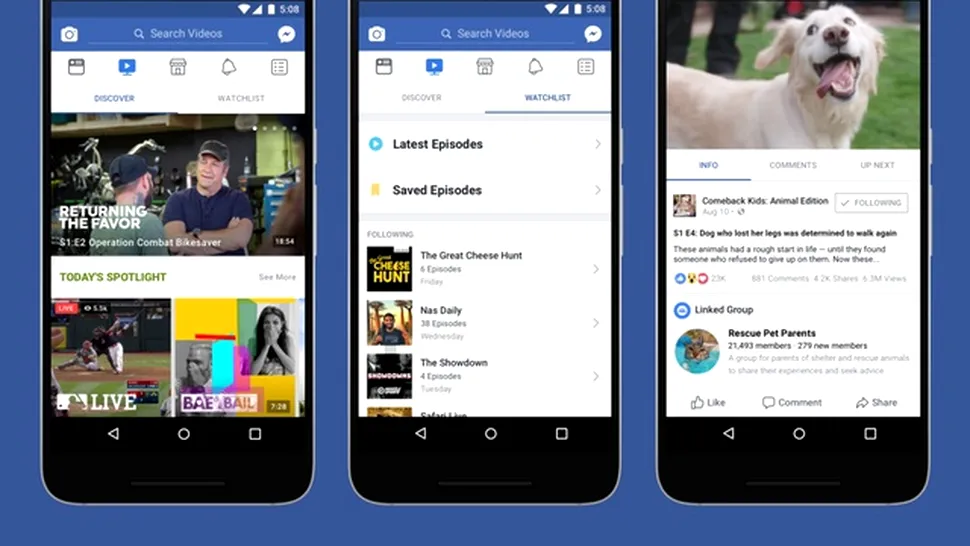 Facebook lansează Watch, alternativa sa la YouTube