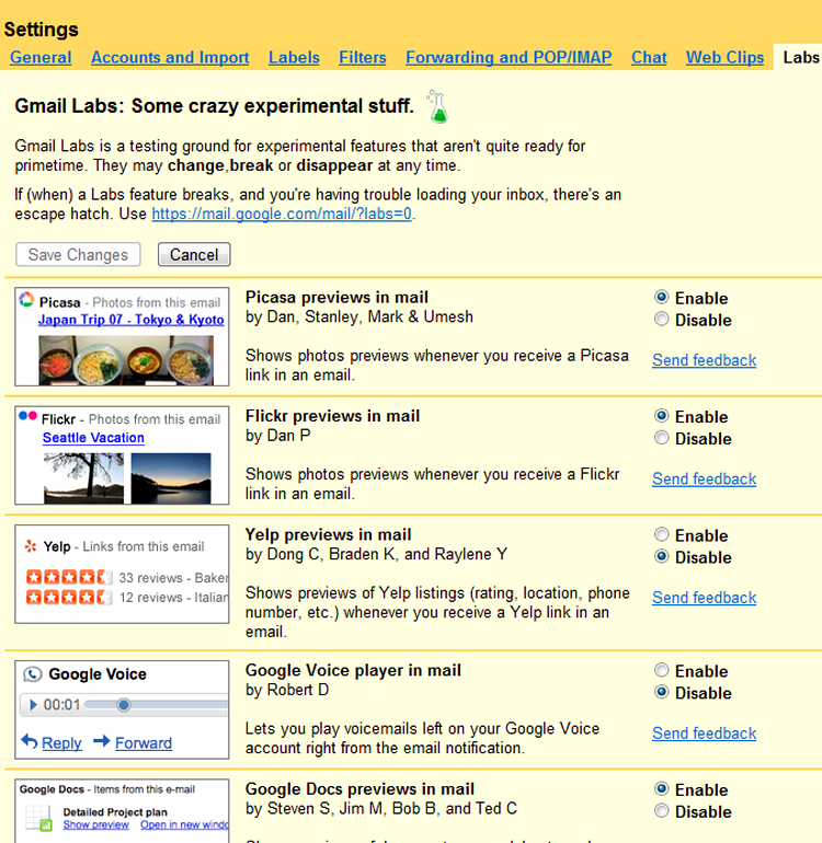 Gmail Labs
