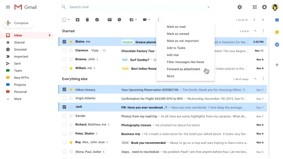 Gmail îţi va permite să ataşezi alte mesaje email la mesajul pe care îl trimiţi