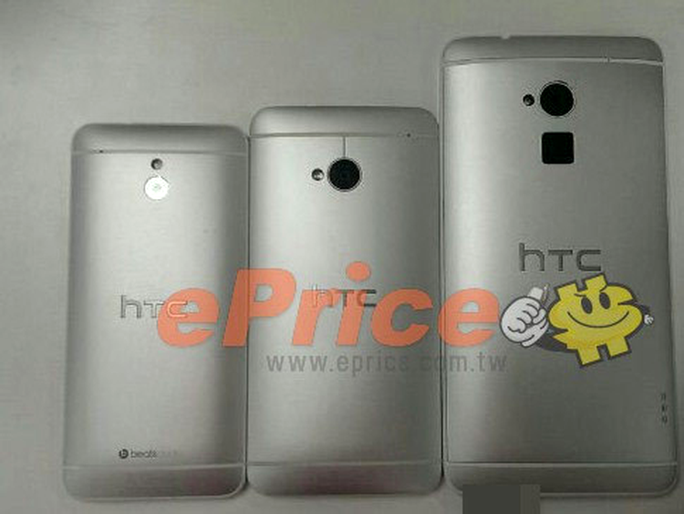 HTC One Mini, HTC One şi modelul One Max - vedere din spate