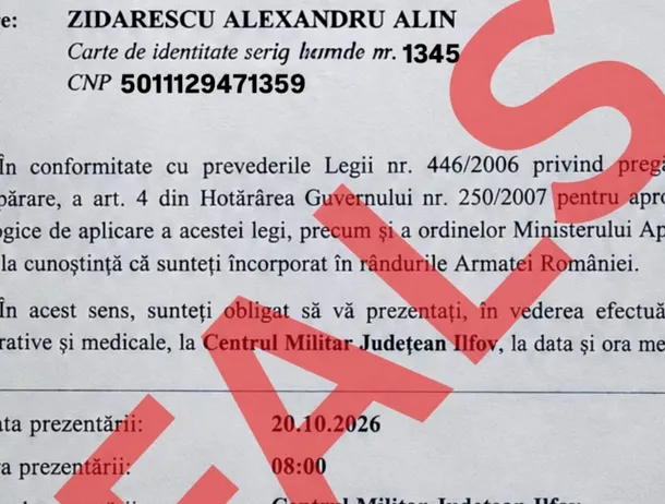 Fals privind încorporarea tinerilor: Documentele apărute pe rețelele sociale sunt fabricate, avertizează MApN