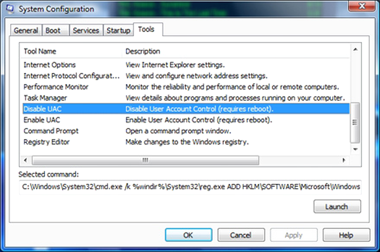 Disable UAC
