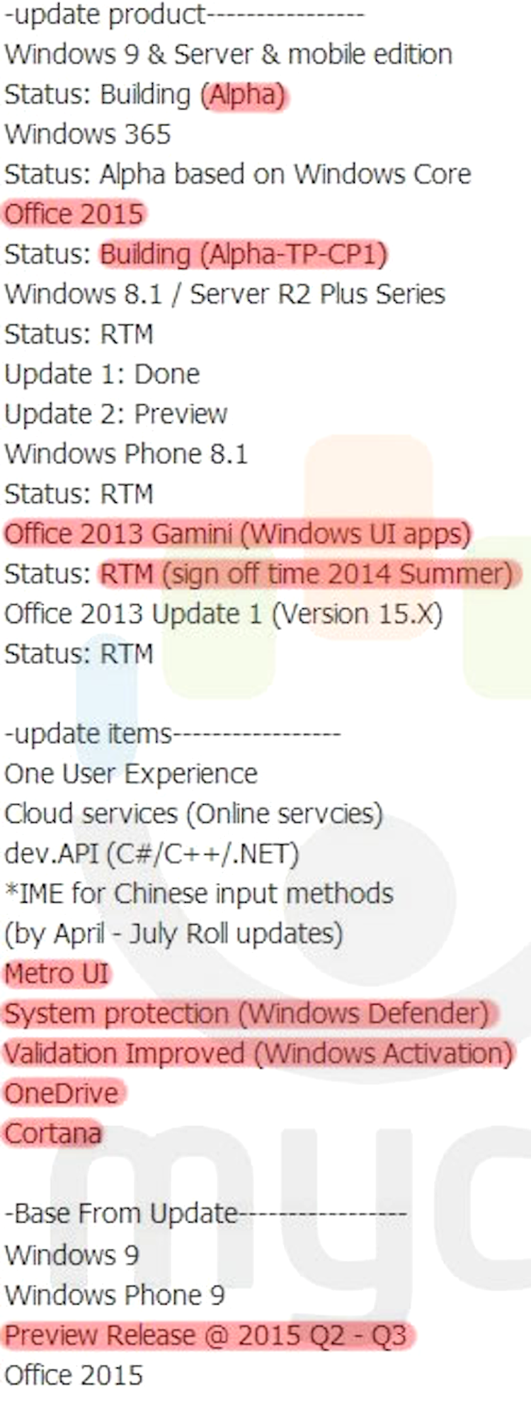 Calendarul de lansări Windows 9, dezvăluit într-un document Microsoft