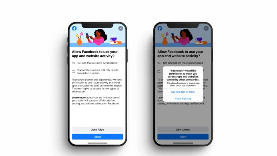 Facebook încearcă să convingă utilizatorii de iPhone să permită de bunăvoie urmărirea activității online