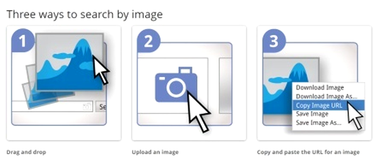 Google Image Search - cele trei moduri în care poate fi trimisă imaginea
