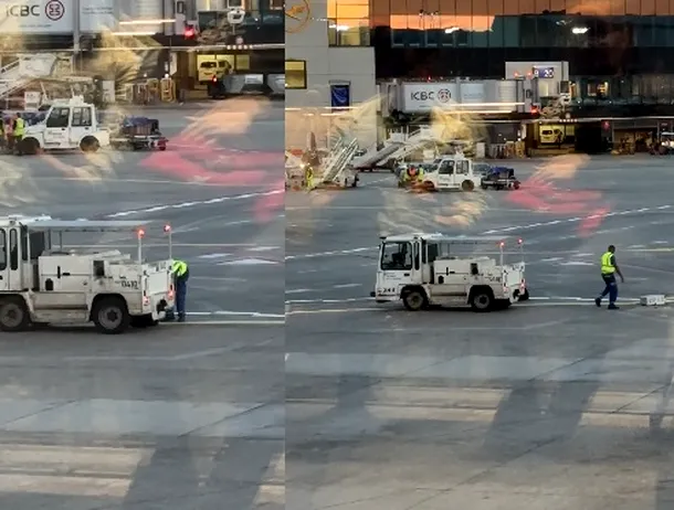 O privire inedită asupra manipulării bagajelor în aeroport (cu un incident neașteptat) – VIDEO