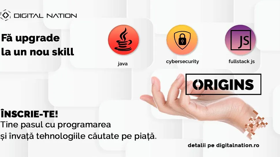 Digital Nation deschide înscrierile la programul Origins 2020 - formare online pentru cei care vor să se supra-specializeze în programare
