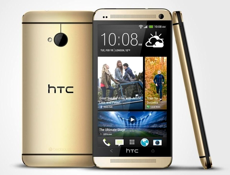 HTC One Gold - carcasă aurie cu inserţii cu culoare neagră
