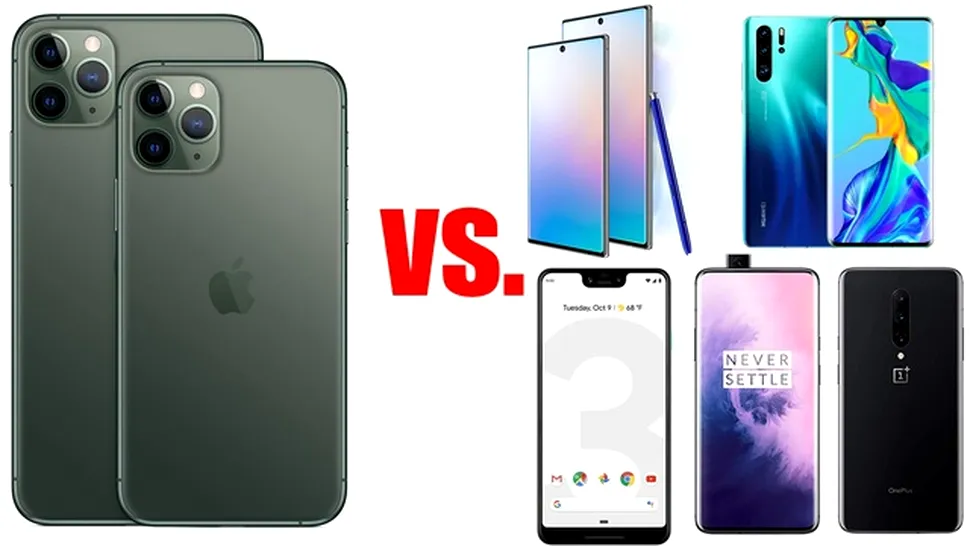iPhone 11 vs. concurenţa. Cum se prezintă noile telefoane Apple faţă de modelele Samsung, Huawei, OnePlus şi Google