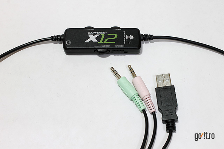  Turtle Beach Ear Force X12 - telecomanda şi conectorii USB, Microfon şi Audio