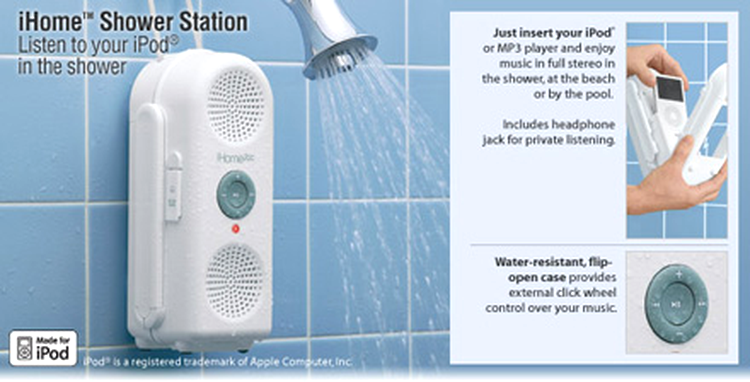iPod Docking Station in bathroom