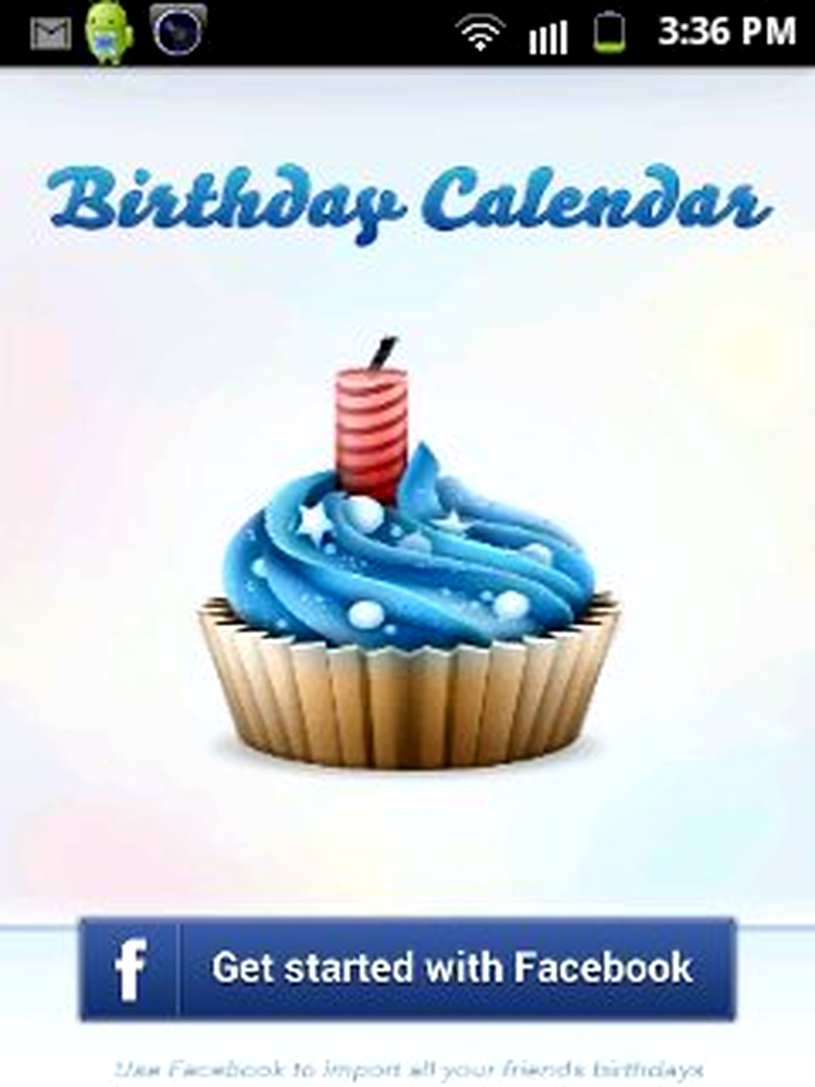 Birthday Calendar App - pagina principală