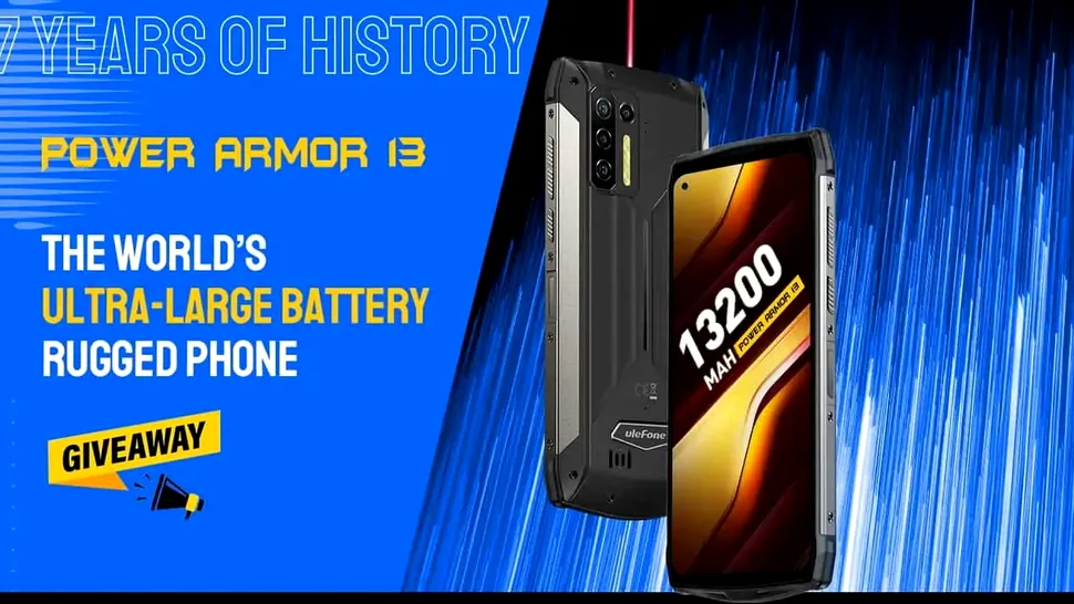 Ulefone Power Armor 13, smartphone cu baterie de 13200 mAh și autonomie de o săptămână
