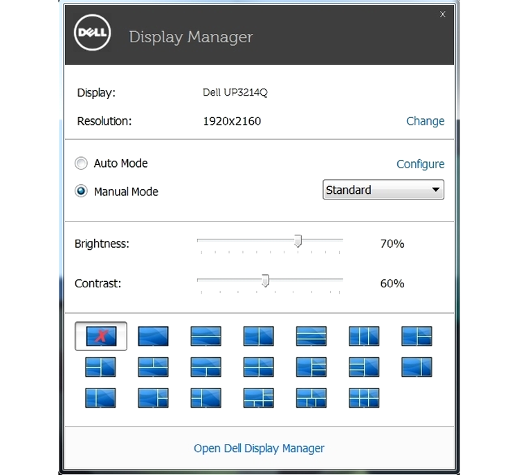 Dell UP3214Q - modurile de aranjare automată a ferestrelor
