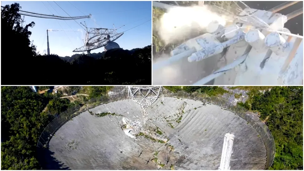 VIDEO: Momentul când s-a prăbușit farfuria de la Observatorul Arecibo, surprins de o dronă