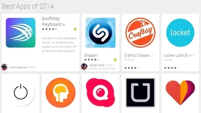 Topul celor mai bune aplicaţii Android din 2014, conform Google