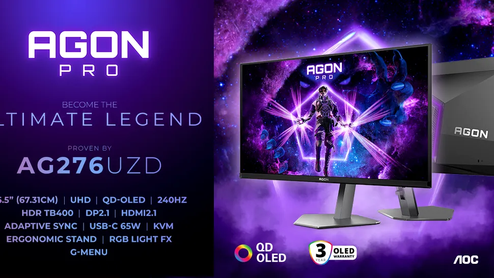 AGON PRO AG276UZD, monitor de gaming cu rezoluție 4K și refresh rate de 240 Hz