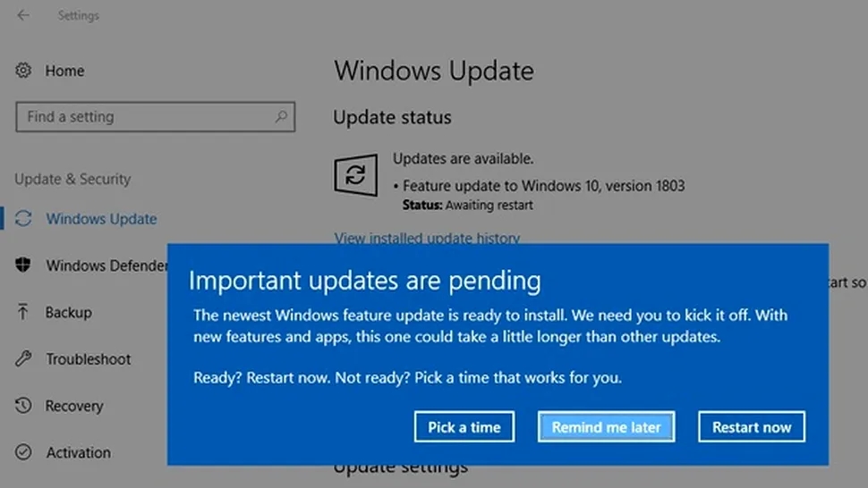 Windows 10 nu va mai face update-uri când are chef. Utilizatorii vor avea control asupra procesului