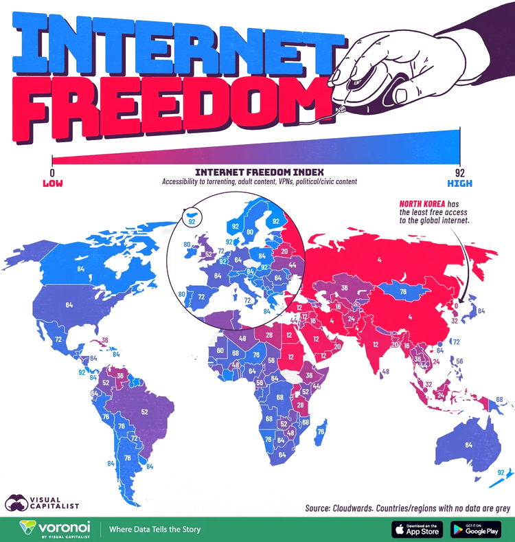 infografic u libertatea internetului in lume