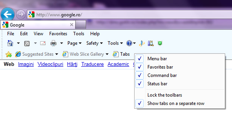IE9 toolbars