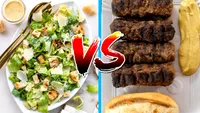 Ce îngrașă mai mult: O salată Caesar sau 4 mititei cu pâine și muștar? Am făcut calculul caloric