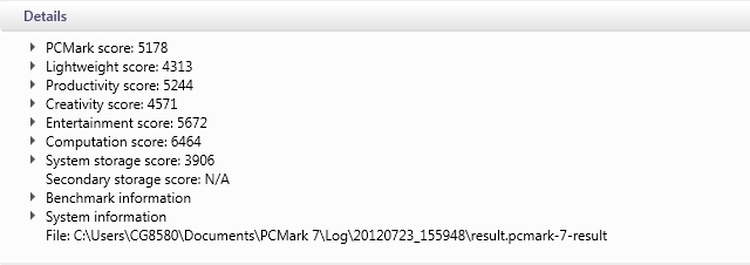 Asus Essentio GC8580 - rezultate PC Mark 7