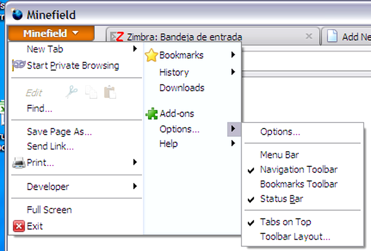Meniu Firefox 4