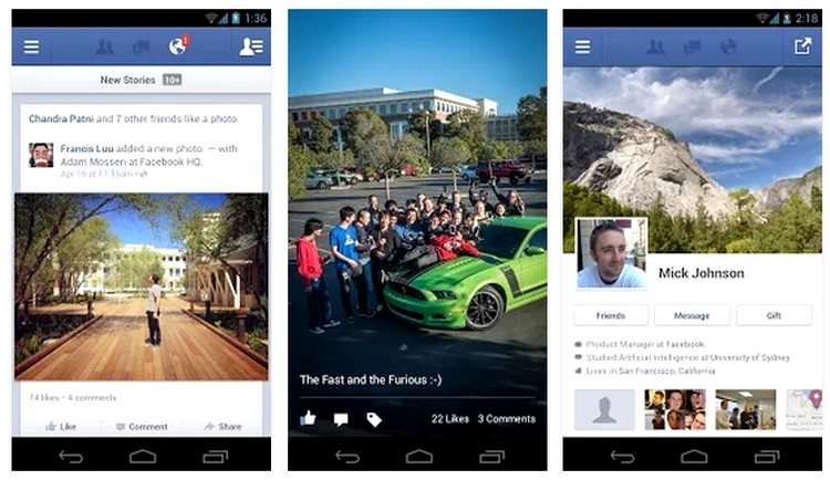Aplicaţia Facebook pentru Android a ajuns la o nouă versiune
