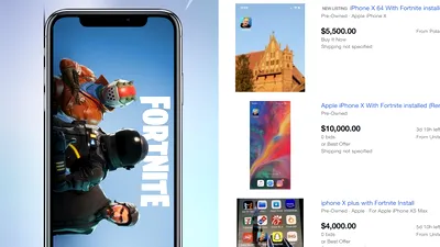 Un iPhone cu Fortnite instalat poate costa și 14.000 de dolari pe eBay