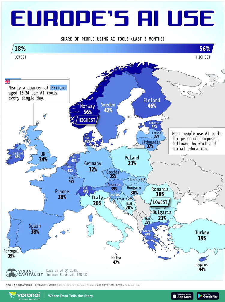 harta adoptiei ai in europa realizata de visual capitalist