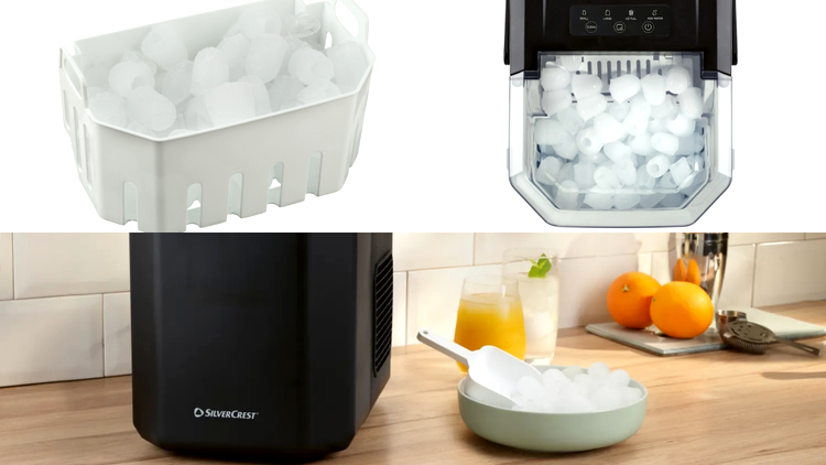 colaj de imagini cu un aparat de facut gheata silvercrest de la lidl
