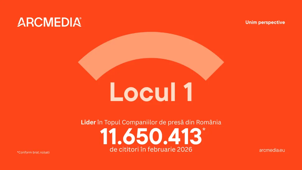 Locul 1.  ARCMEDIA, liderul în presa online din România cu peste 11 milioane de cititori în luna februarie