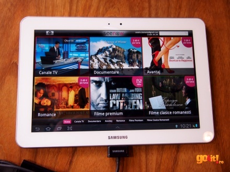 Seenow rulează momentan doar pe Samsung Galaxy Tab 10.1