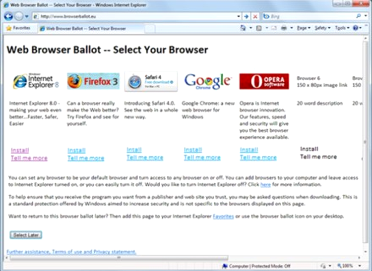 Utilizatorii de XP şi Vista vor putea alege şi ei browser-ul