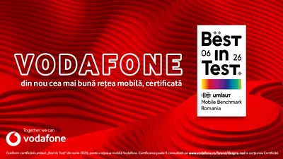 Vodafone România obține, pentru al cincilea an consecutiv, certificarea umlaut „Best in Test” pentru rețeaua sa mobilă