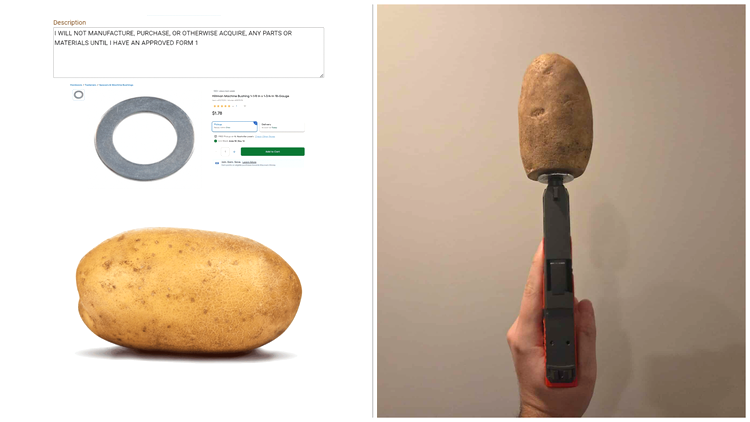 colaj cu imagini in care un cartof este folosit pe post de amortizor de arma