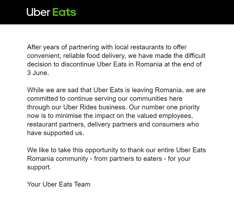 uber eats romania